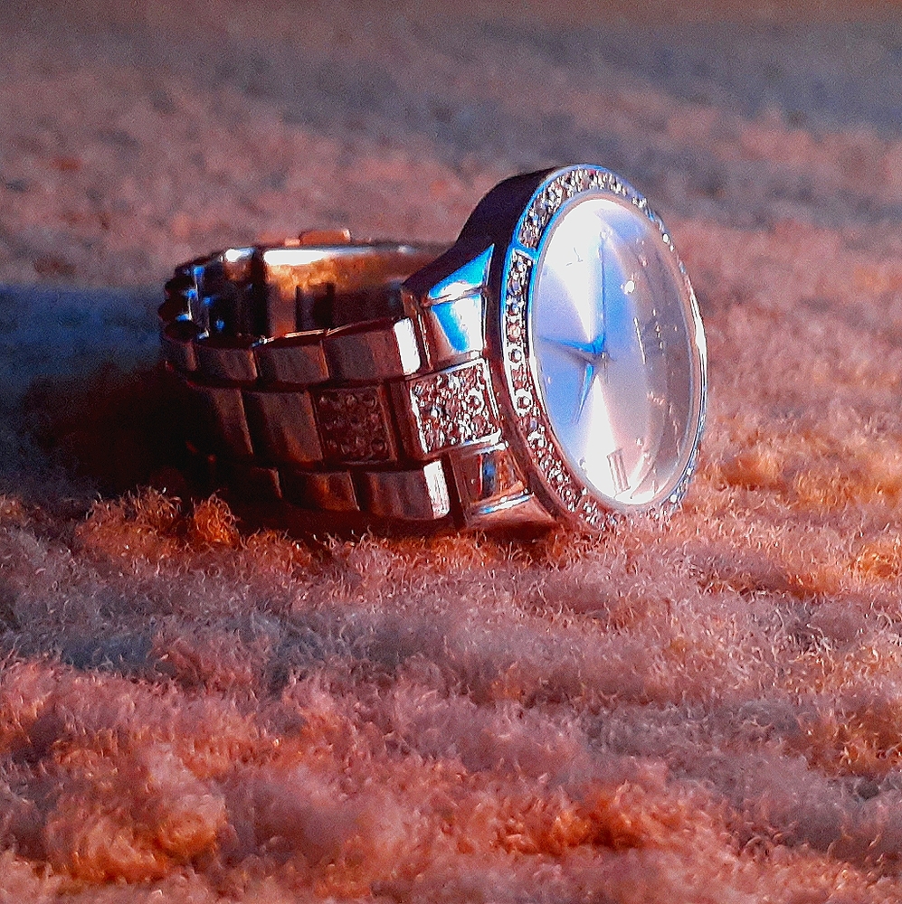 Stainless Steel back, silver band watch